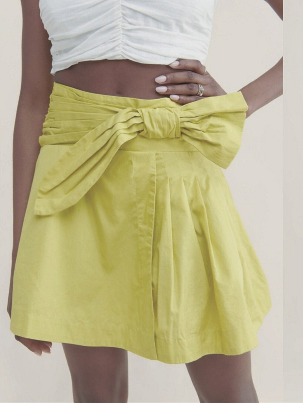 Coquette Girl Resortwear Bow Pleated Mini Skirt Lime Green Retro 100% Cotton